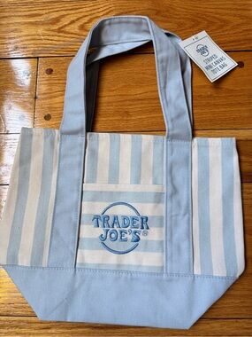 Trader Joe's Blue & Cream Striped Canvas Tote Bag-NEW EDITION-SUMMER 2026